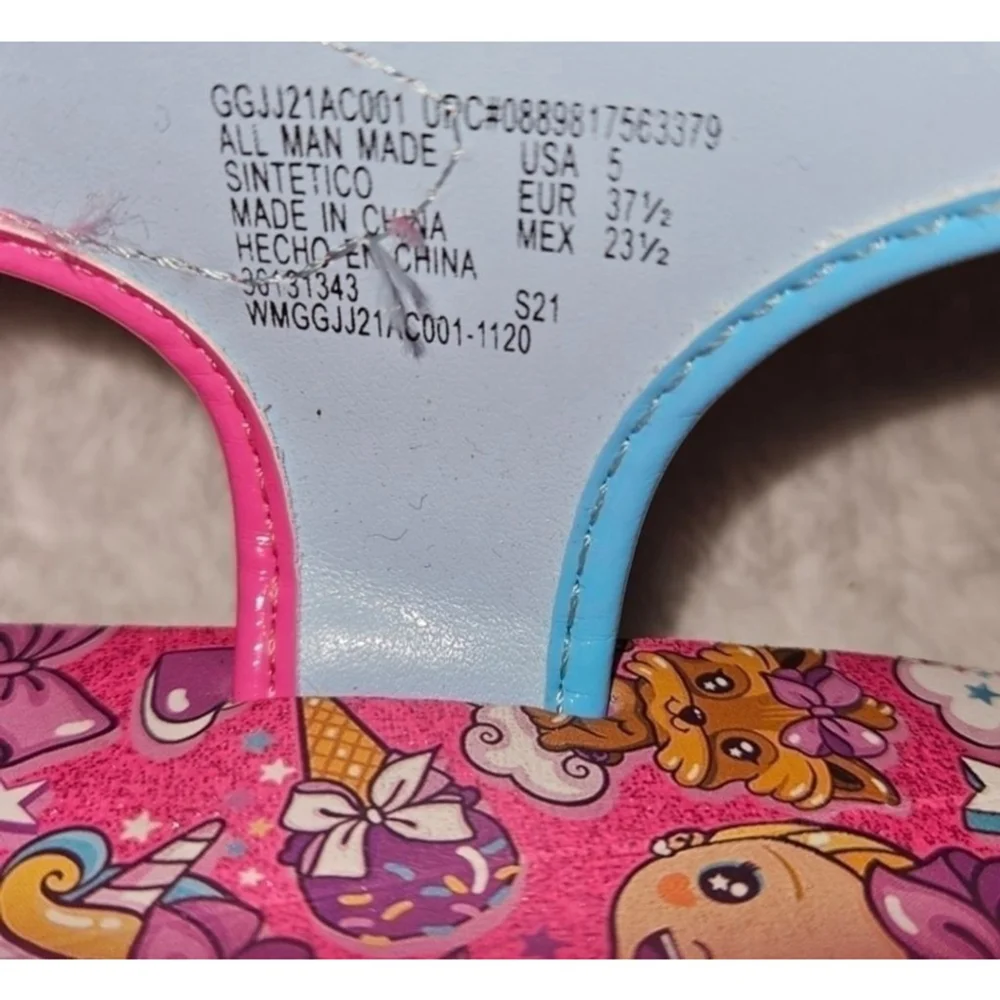 Girls Jojo Siwa Sandals Size 5 Pink Rainbow Iridescent